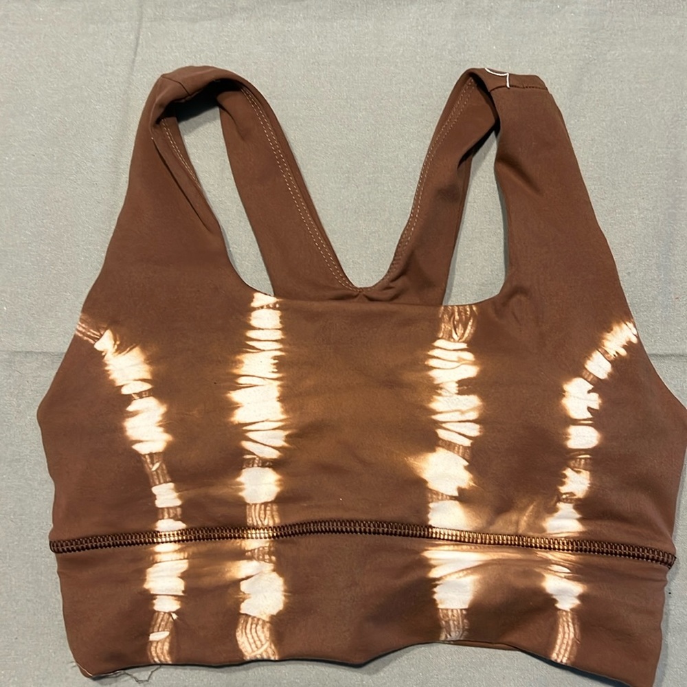 Enavant Active Sports Bra Brown tie dye pattern Small NWOT